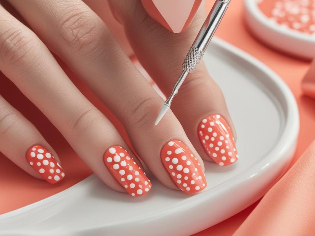 “Creating polka dot easy nail designs for inspiration.”