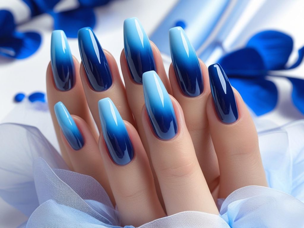  “Bold ombre nail designs with navy-to-light blue gradient for 2025.”