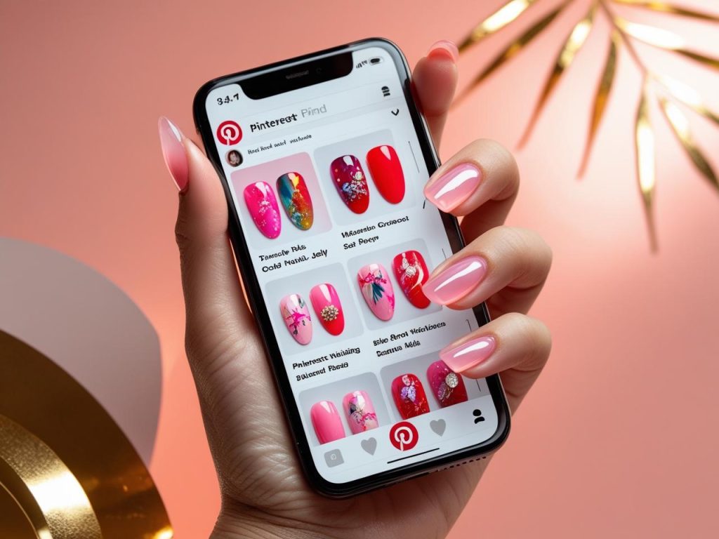 Viral Nail Designs: Bold and Shareable Manicures for Every Style 3 Jelly Pinterest nail trends with translucent pink polish on a Pinterest board