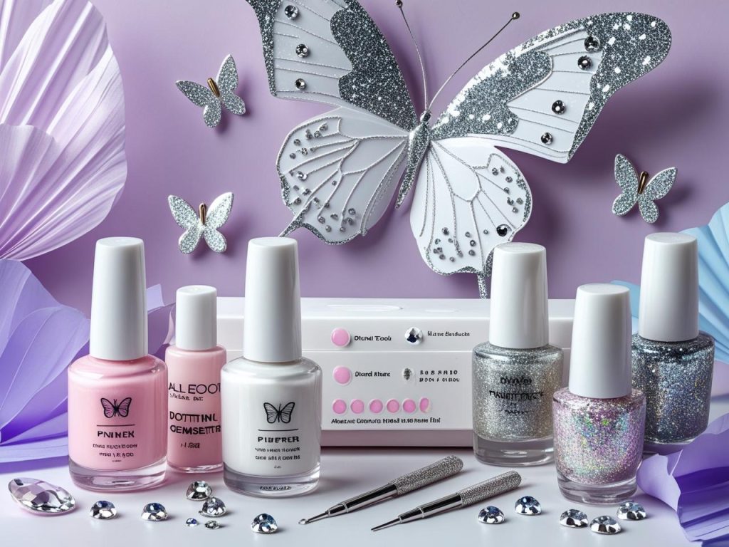 Butterfly Nail Designs 2025: Whimsical and Elegant Trends for Stunning Manicures 16 “Nail art kit with polish and tools for 2025 butterfly nail designs.”