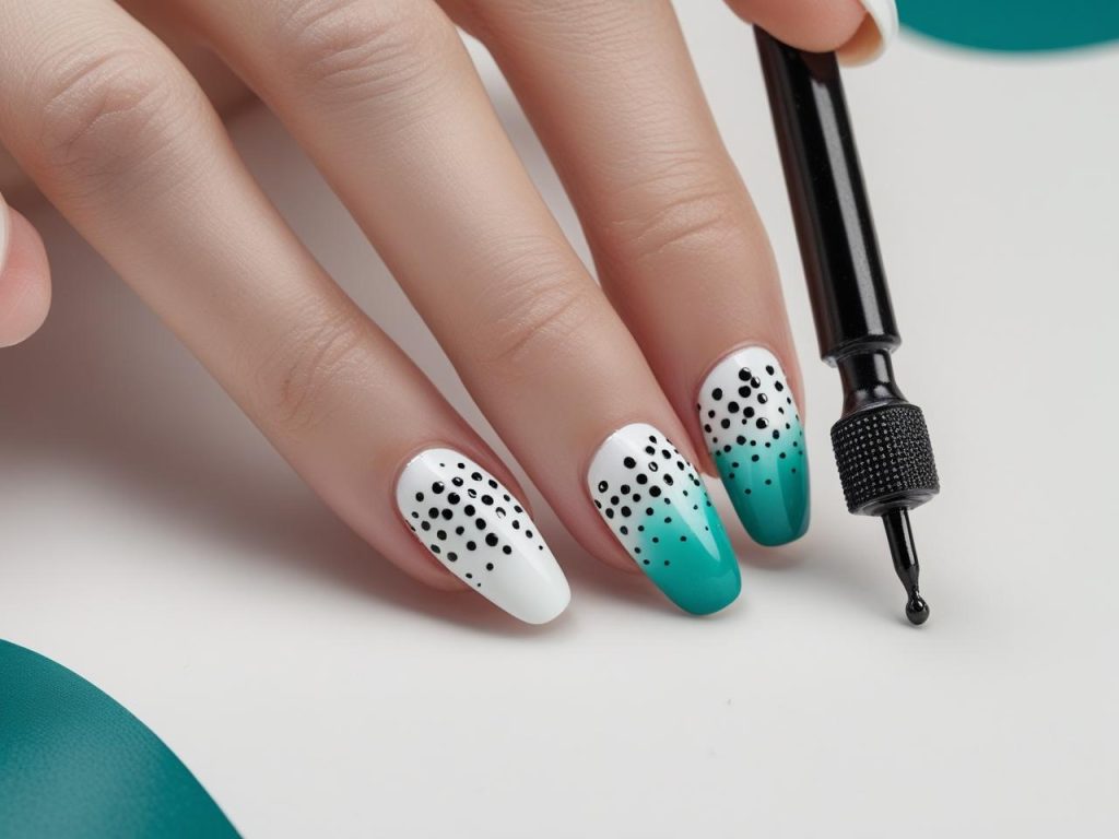  “Creating ombre dot DIY nail art designs for inspiration.”