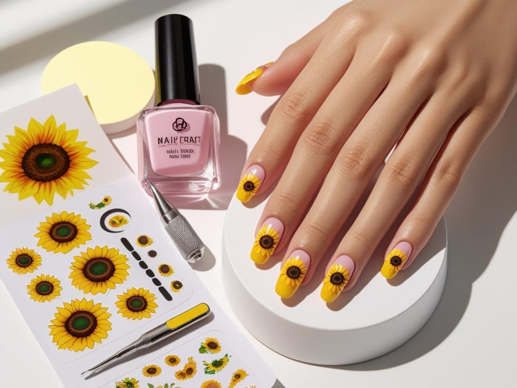 Sunflower Nails 2025: Vibrant and Cheerful Trends for Stunning Manicures 14 “Nail art kit for DIY sunflower nails in 2025.”