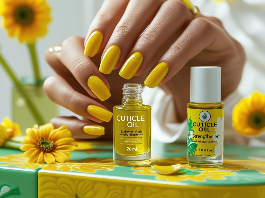 Sunflower Nails 2025: Vibrant and Cheerful Trends for Stunning Manicures 15 “Applying cuticle oil for flawless sunflower nails in 2025.”