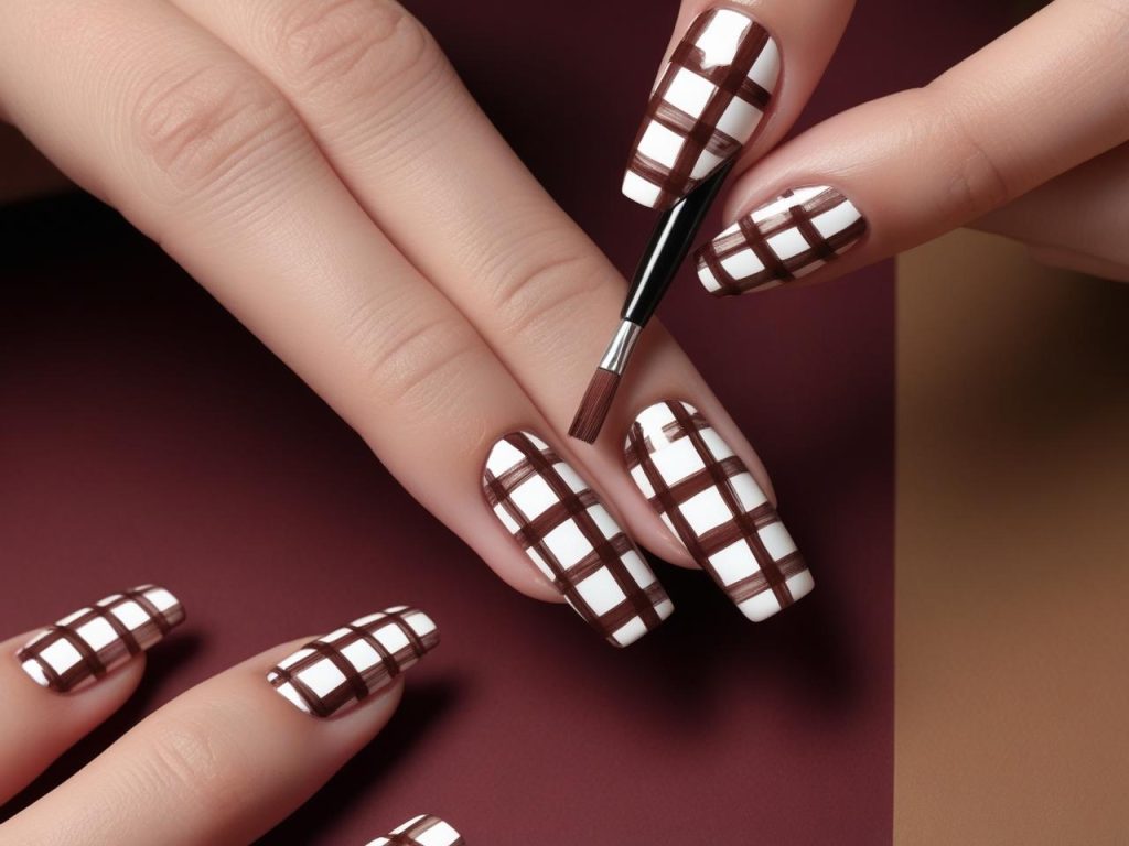  “Creating classic plaid fall nail inspo designs for inspiration.”