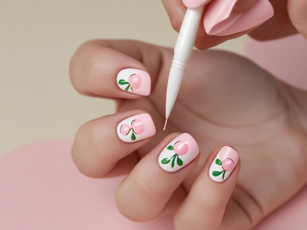 Cherry Nails 2025: Playful and Bold Trends for Stunning Manicures 9 “Creating colored cherry nail designs for 2025 inspiration.”
