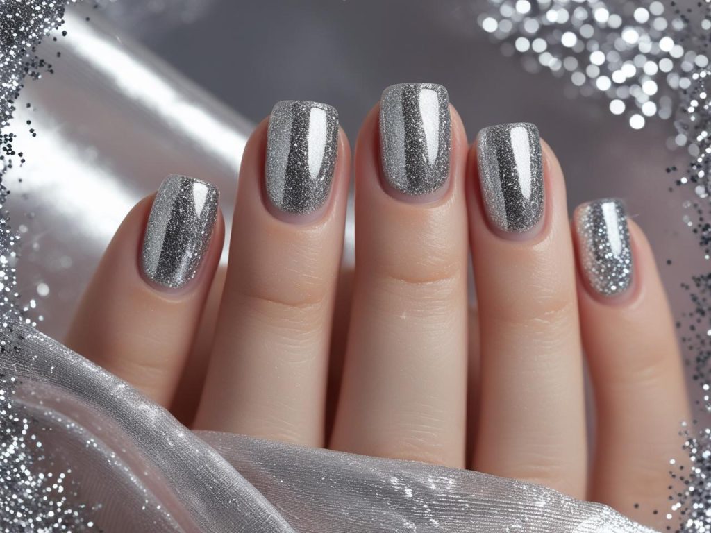 French Manicure 2025: Timeless and Chic Trends for Stunning Nails 6 “Glitter tip French manicure designs with silver glitter tips for 2025.”