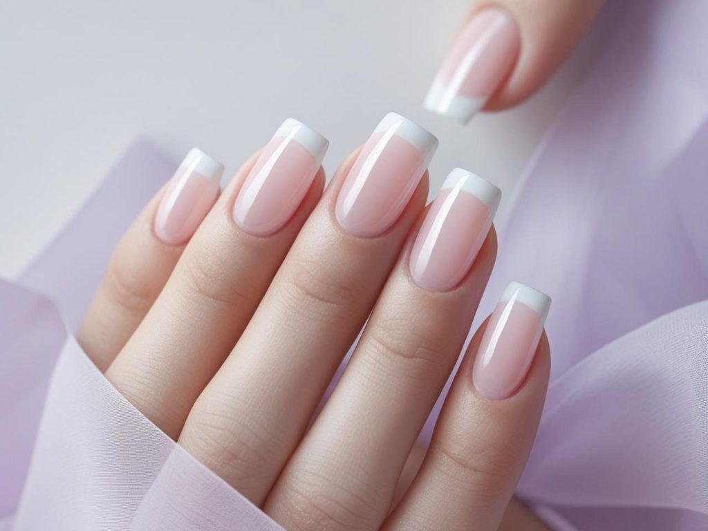  Micro French Instagram nail trends 2025 with thin white tips.