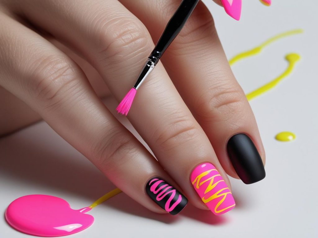 “Creating abstract art trending nail designs for inspiration.”