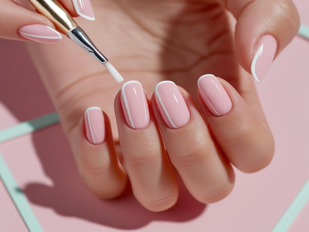  “Creating micro French tip trending nail designs for inspiration.”