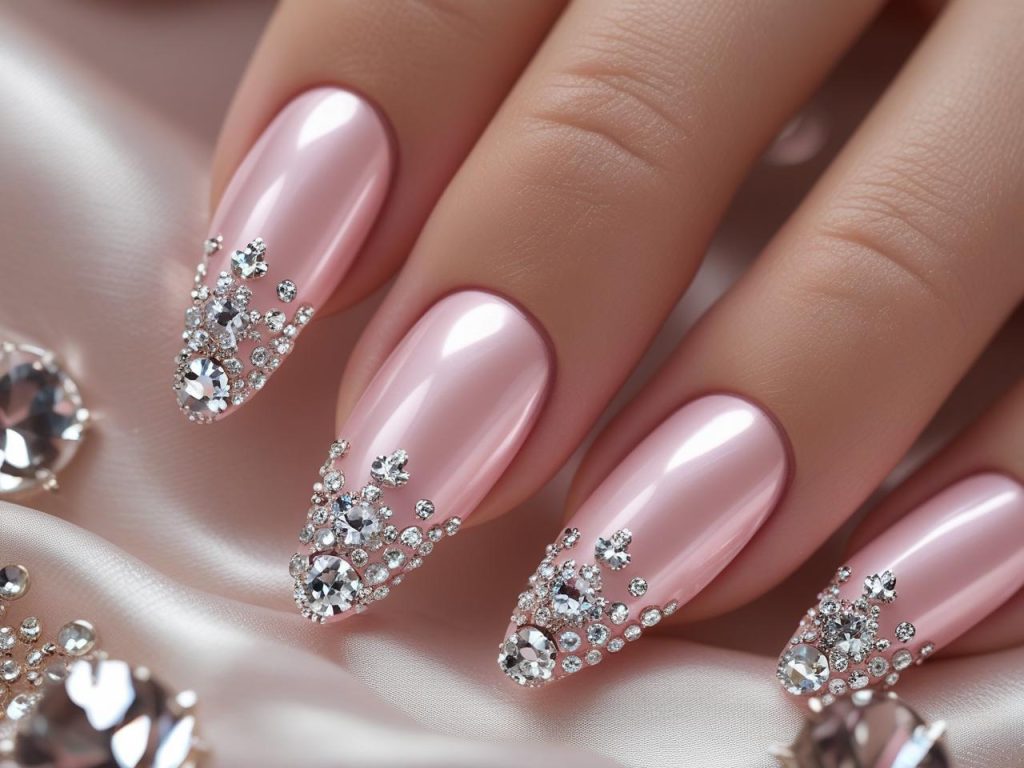 French Manicure 2025: Timeless and Chic Trends for Stunning Nails 12 “Gemstone French manicure designs with clear gems for 2025.”