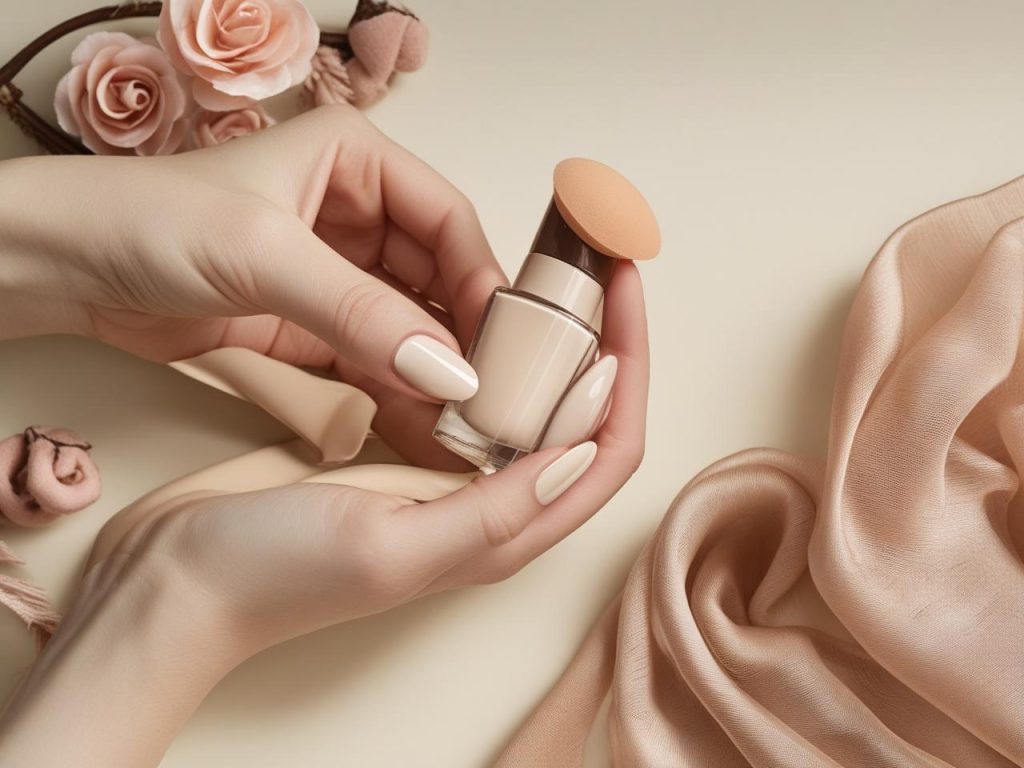 Baby Boomer Nails: Timeless and Pinterest-Worthy Manicures to Love 8 Creating elegant beige ombre fade baby boomer nails with blended polish.