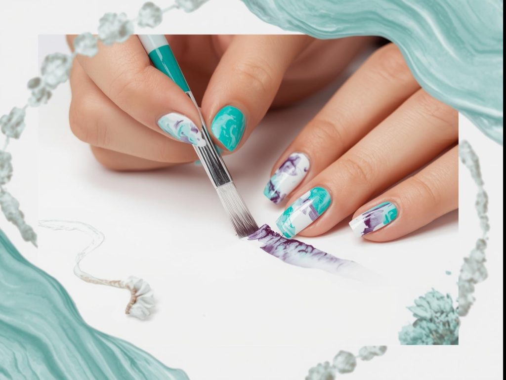 Abstract Nail Art: Bold and Pinterest-Worthy Manicures to Inspire 8 Creating swirling watercolor effect abstract nails with blended polish.