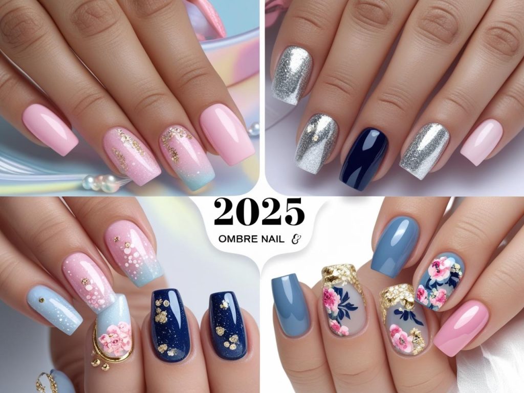  “2025 ombre nail designs with pastel, glitter, bold, and floral gradients for Pinterest inspiration.”