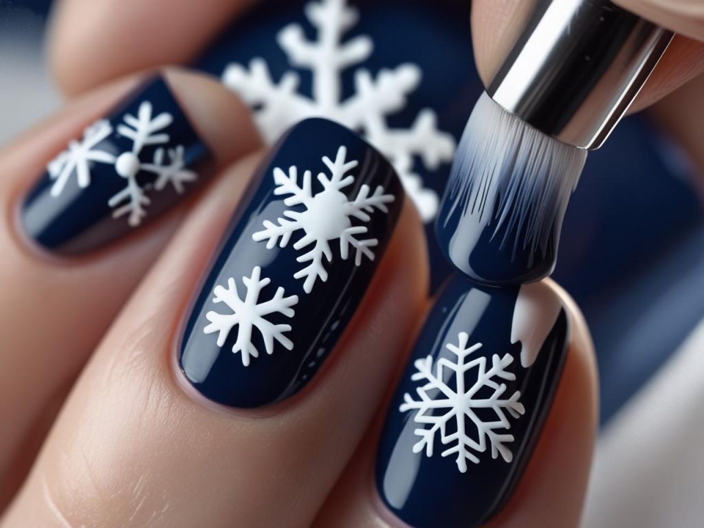 Winter Nail Inspo: Cozy and Glamorous Trends for Stunning Manicures 6 “Creating classic snowflake winter nail inspo designs for inspiration.”