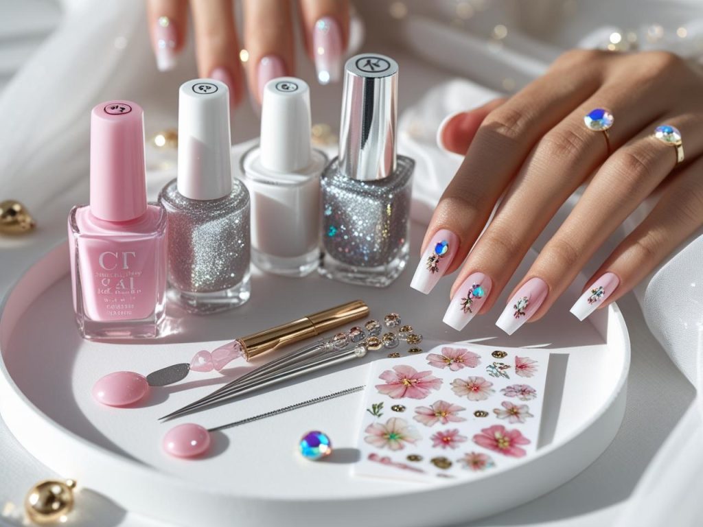 French Manicure 2025: Timeless and Chic Trends for Stunning Nails 16 “Nail art kit with polish and tools for 2025 French manicure designs.”