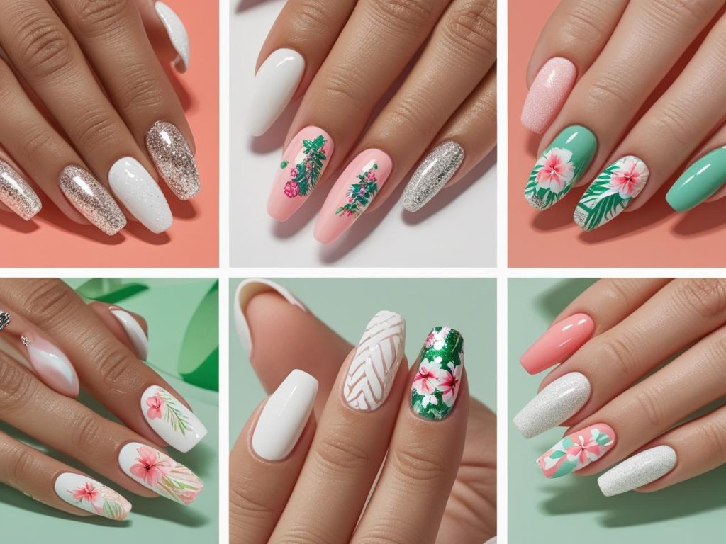 Floral Summer Nails 2025: Bright and Romantic Trends for Stunning Manicures 2 2025 floral summer nails with classic, glitter, tropical, and ombre floral designs for Pinterest inspiration