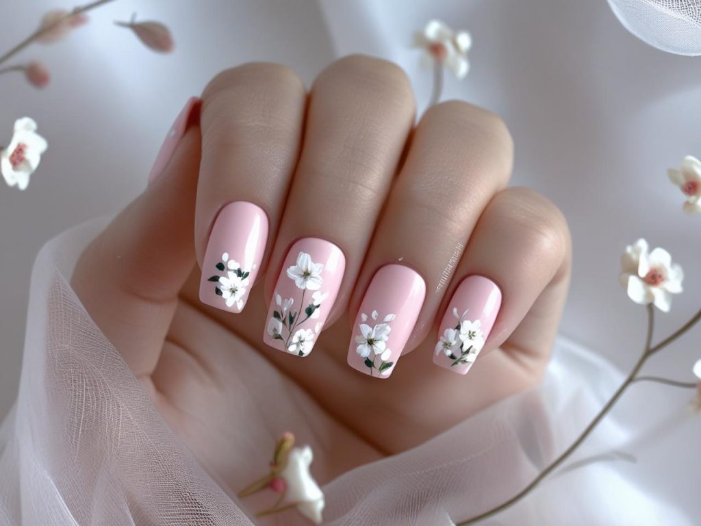 French Manicure 2025: Timeless and Chic Trends for Stunning Nails 10 “Floral French manicure designs with white flowers for 2025.”