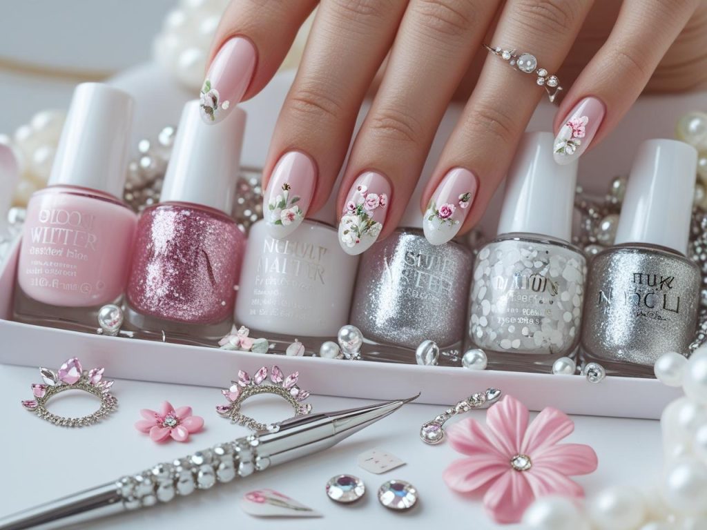  “Nail art kit with polish and tools for 2025 reverse French nail designs.”
