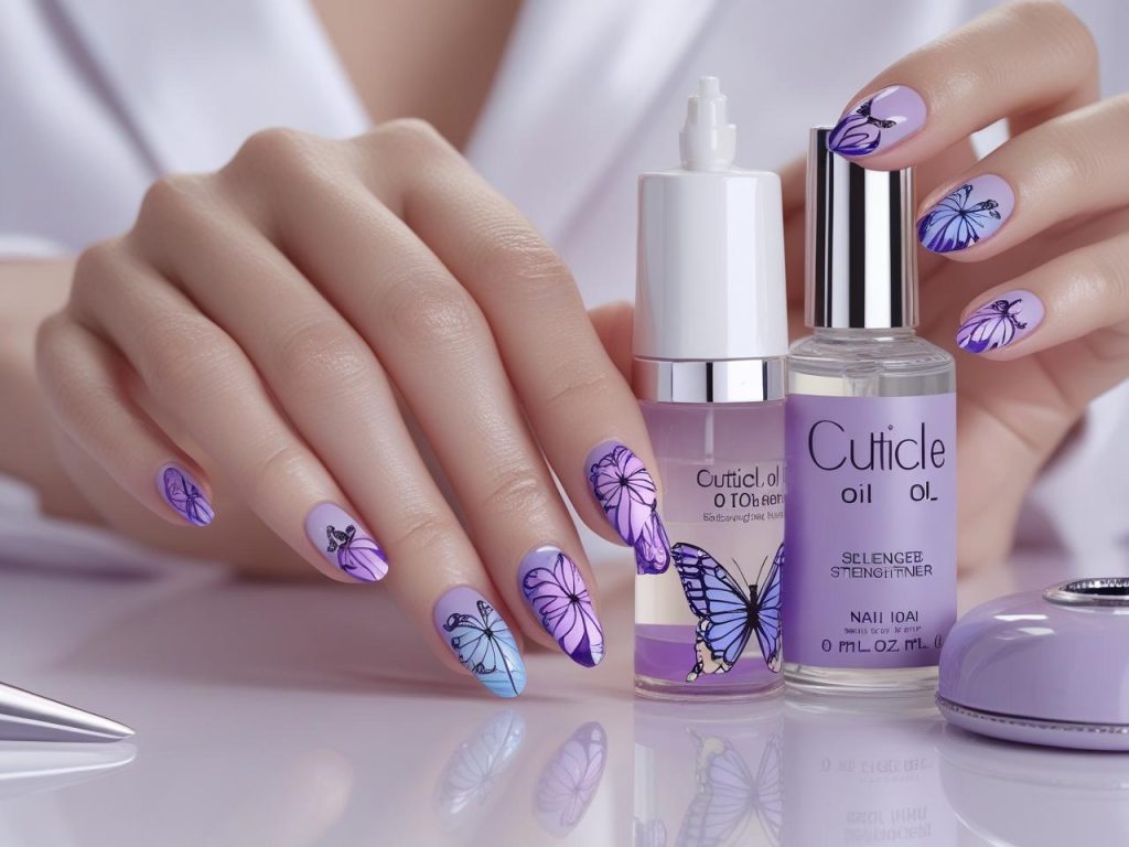 Butterfly Nail Designs 2025: Whimsical and Elegant Trends for Stunning Manicures 15 “Applying cuticle oil for flawless butterfly nail designs in 2025.”