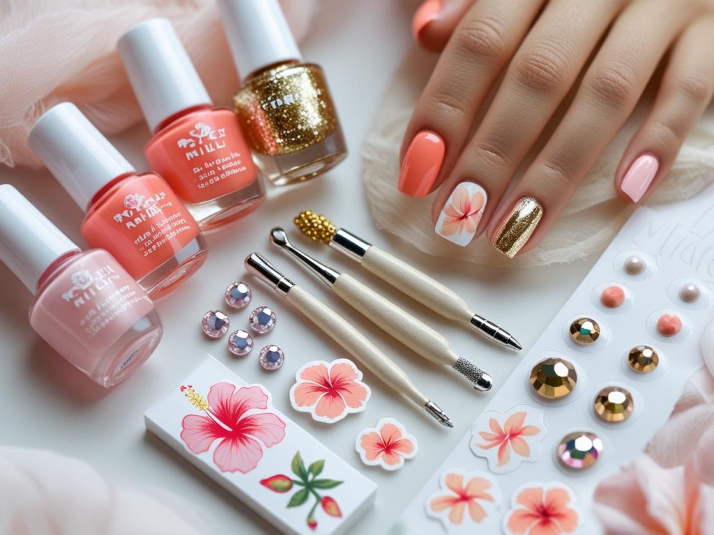 Floral Summer Nails 2025: Bright and Romantic Trends for Stunning Manicures 13 Nail art kit with polish and tools for 2025 floral summer nail designs