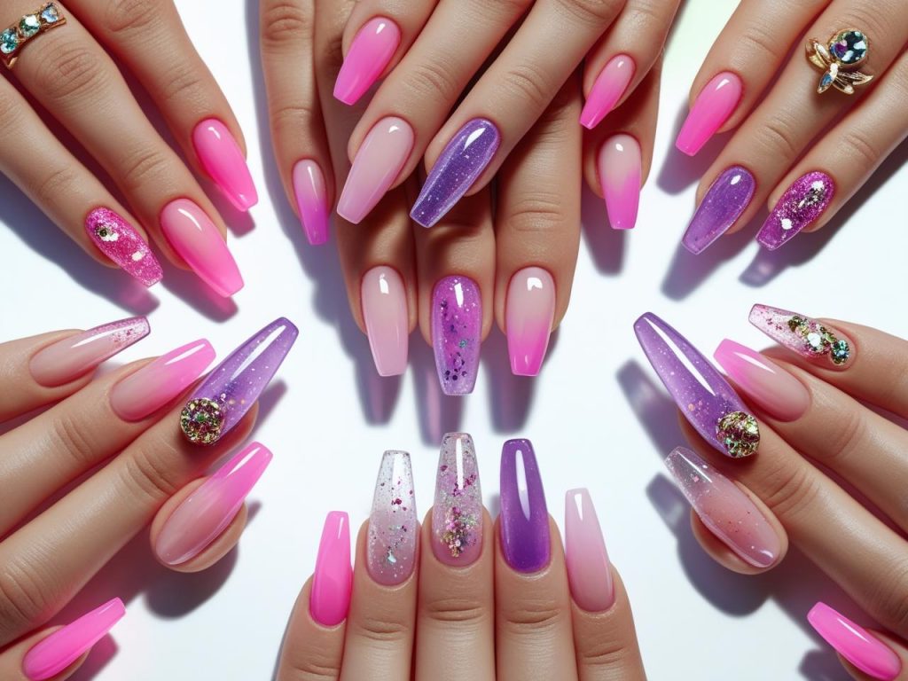 Jelly Nails 2025: Vibrant Translucent Trends for Stunning Manicures 2 2025 jelly nail designs with neon, glitter, French tip, and gemstone effects for Pinterest inspiration