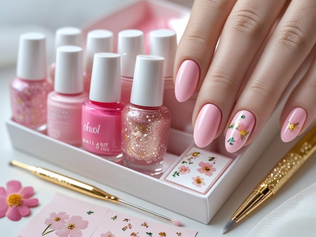Pink Nail Designs 2025: Vibrant and Chic Trends for Stunning Manicures 16 “Nail art kit with pink polish and tools for 2025 pink nail designs.”