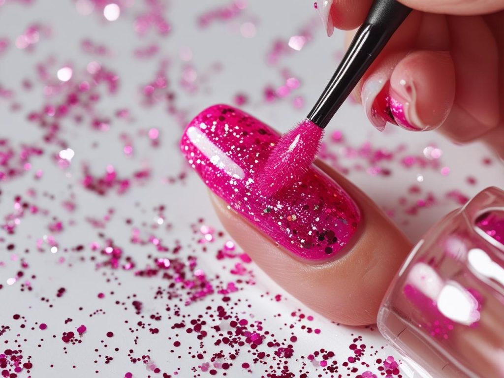Pink Nail Designs 2025: Vibrant and Chic Trends for Stunning Manicures 7 Creating hot pink glitter nail designs for 2025 inspiration