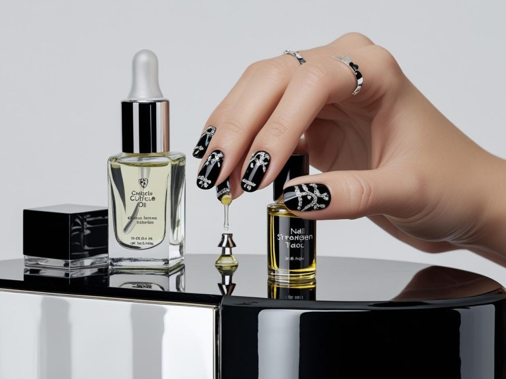 Black Nail Designs 2025: Bold and Edgy Trends for Stunning Manicures 15 “Applying cuticle oil for flawless black nail designs in 2025.”