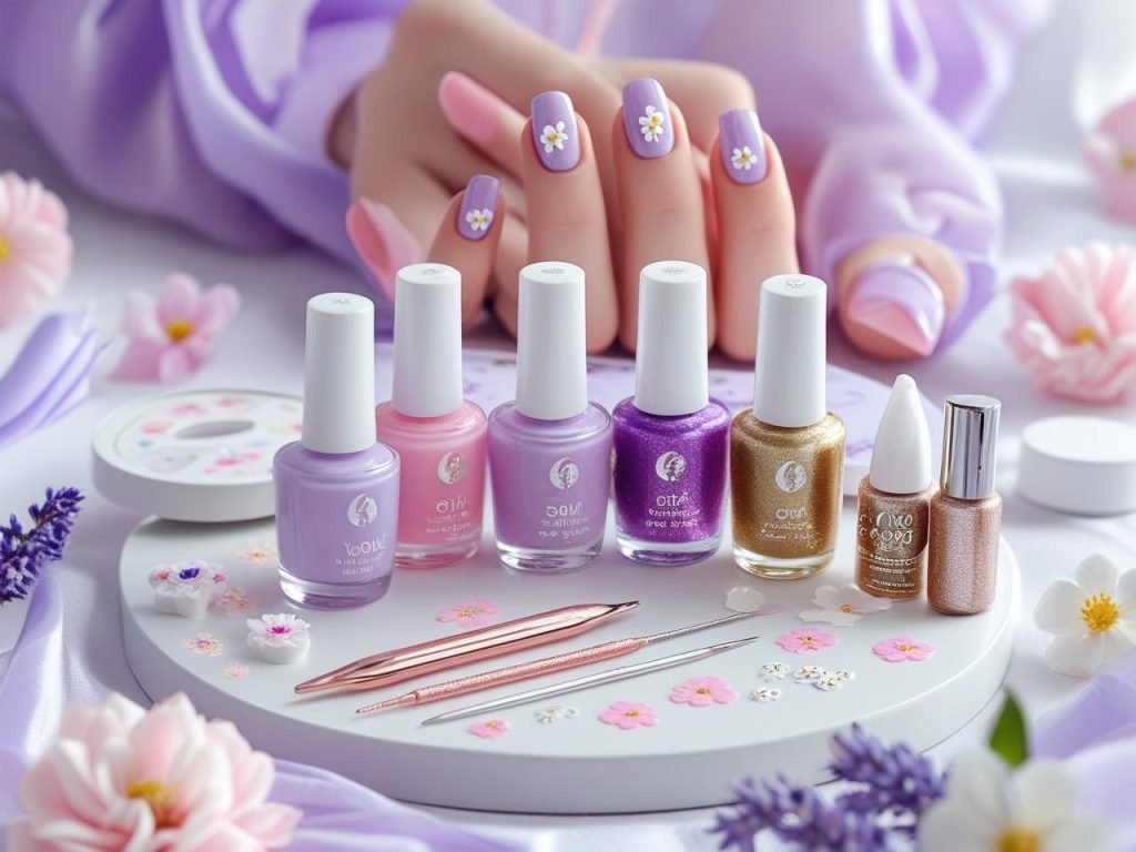 Nail art kit with polish and tools for spring nail inspo designs