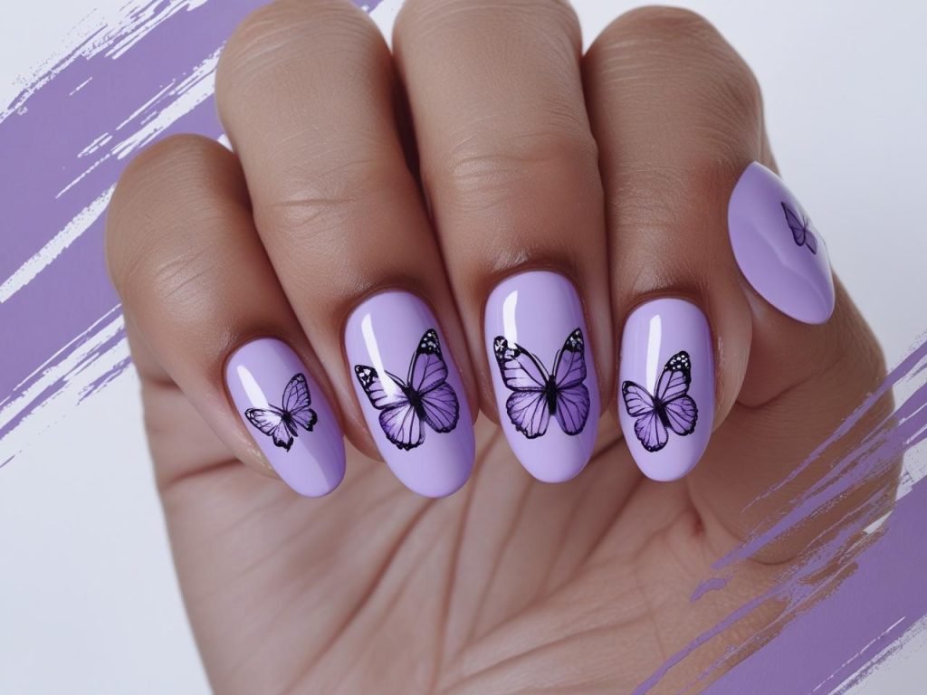 Creating butterfly accent spring nail inspo designs for inspiration