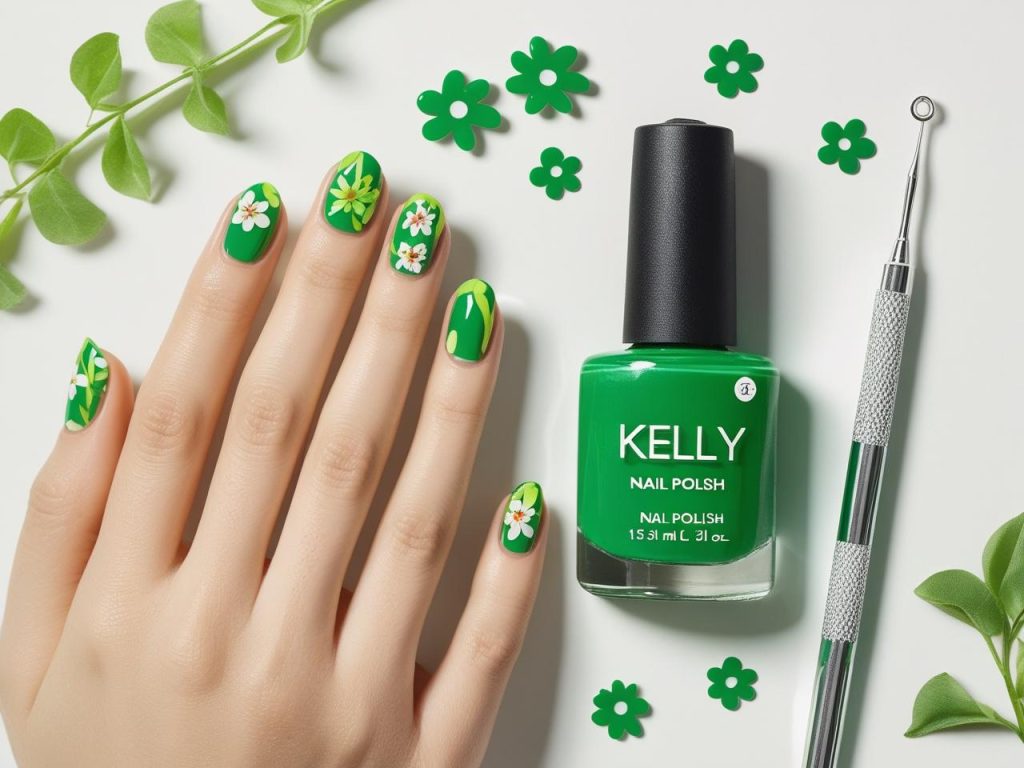 “Nail art kit for DIY green nail designs in 2025.”