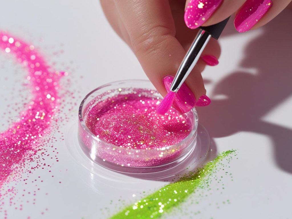 Neon Nails 2025: Vibrant Electric Trends for Stunning Manicures 11 “Creating neon glitter nail designs for 2025 inspiration.”
