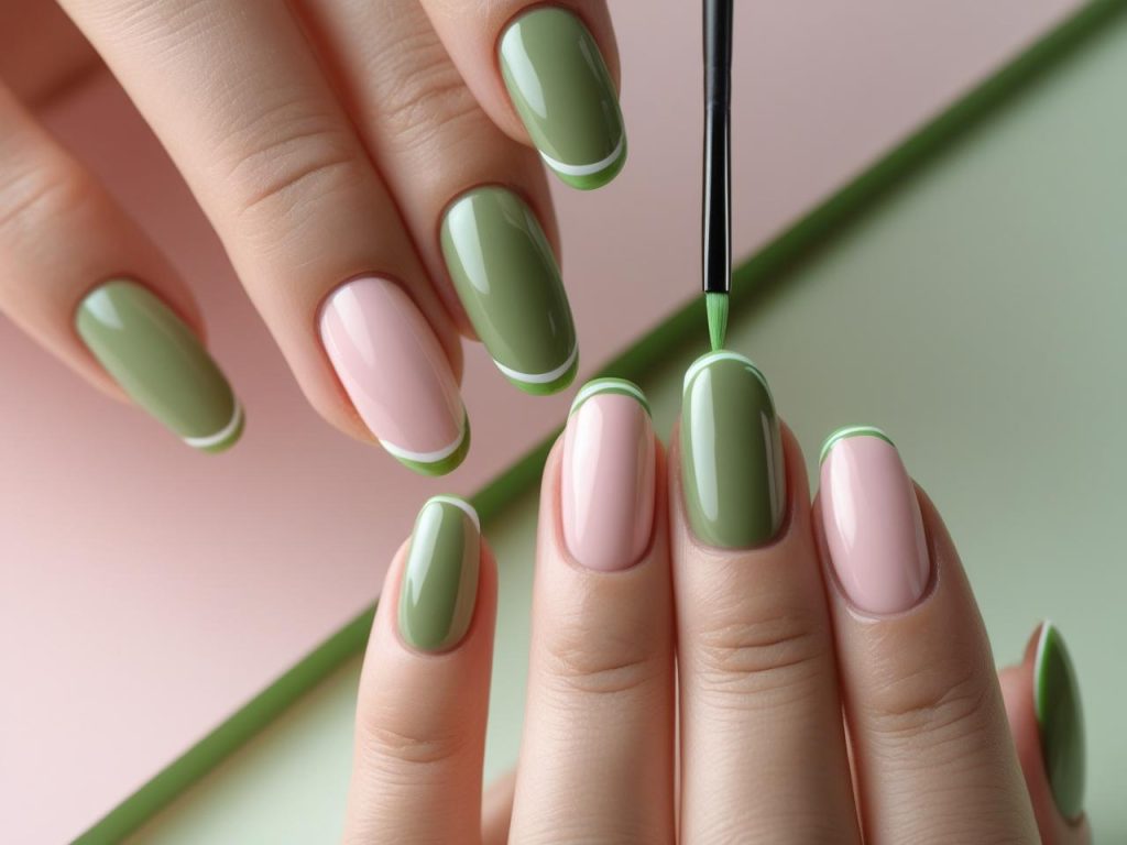  “Creating green French tip nail designs for 2025 inspiration.”