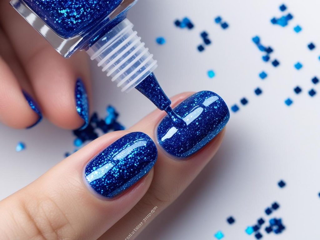 “Creating sapphire glitter nail designs for 2025 inspiration.”