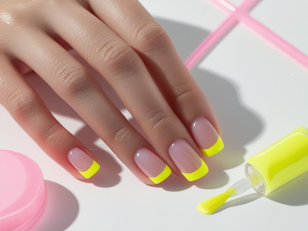 Neon Nails 2025: Vibrant Electric Trends for Stunning Manicures 9 “Creating neon French tip nail designs for 2025 inspiration.”