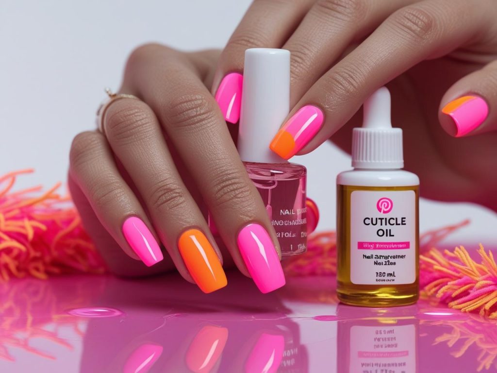 Neon Nails 2025: Vibrant Electric Trends for Stunning Manicures 15 “Applying cuticle oil for flawless neon nails in 2025.”