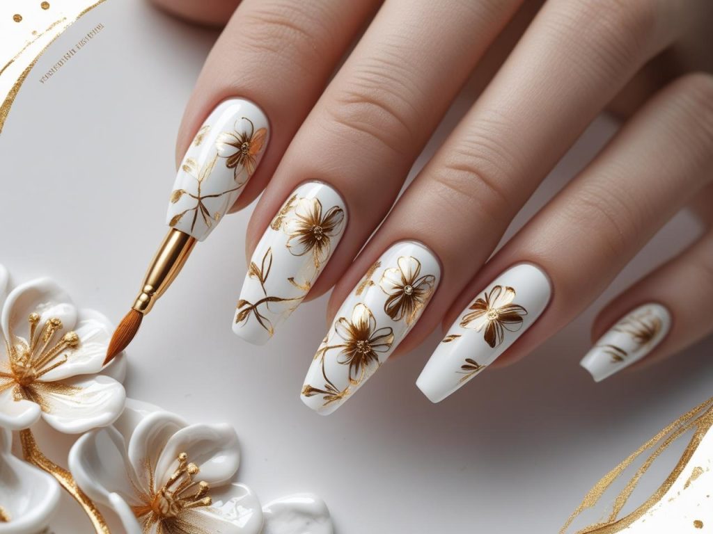 White Nail Designs 2025: Elegant and Timeless Trends for Stunning Manicures 7 Creating white floral nail designs for 2025 inspiration