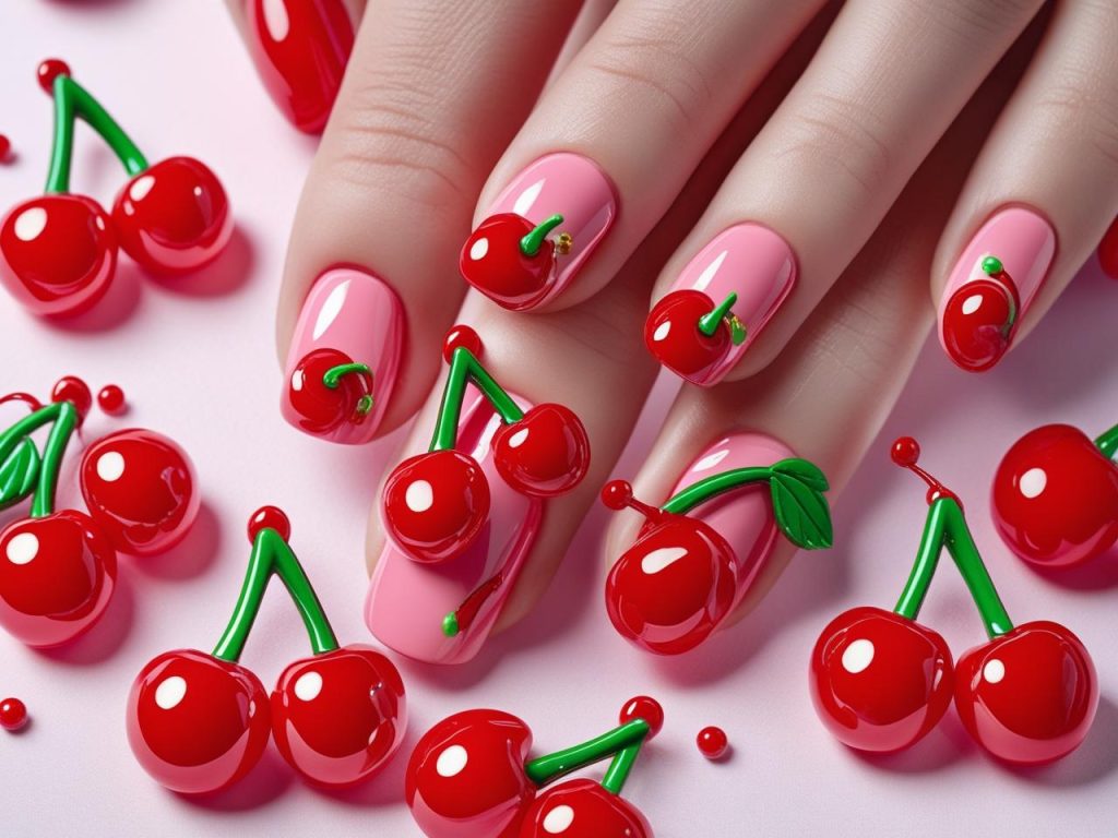 Cherry Nails 2025: Playful and Bold Trends for Stunning Manicures 4 kk 7