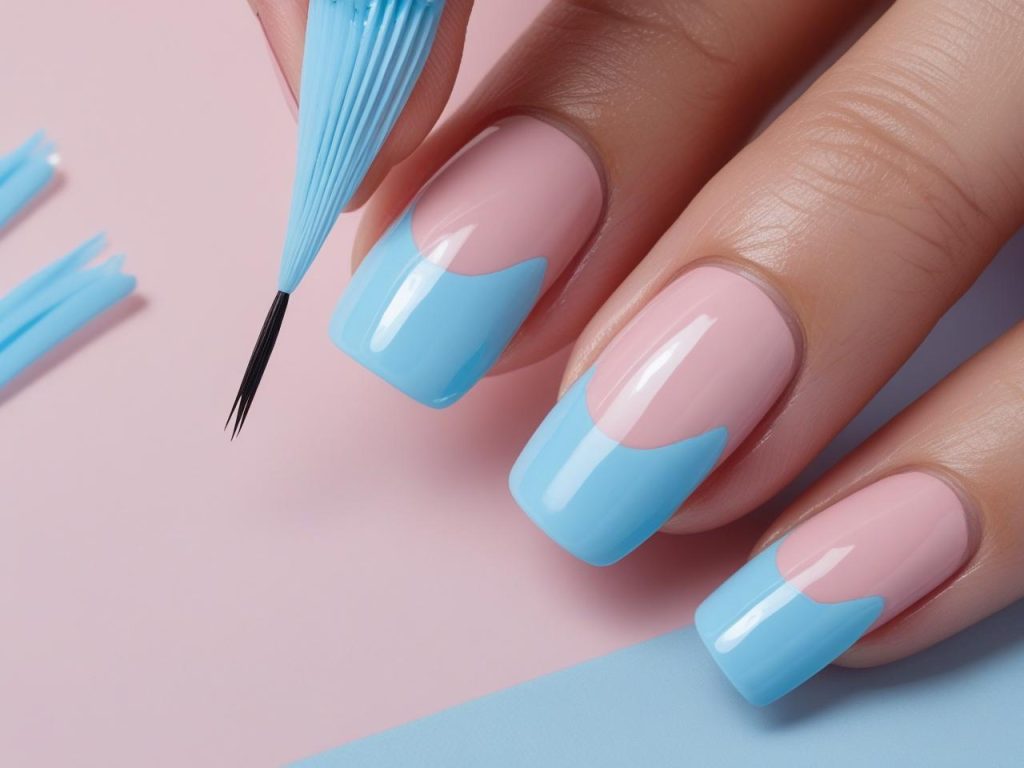  “Creating blue French tip nail designs for 2025 inspiration.”