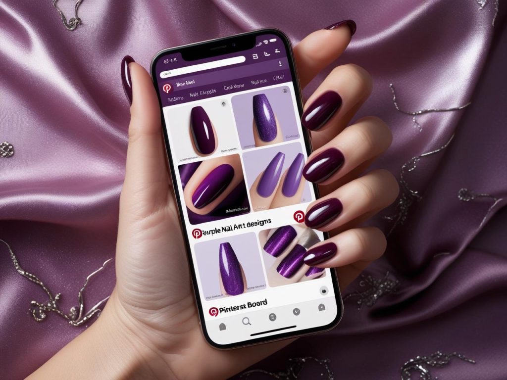 Purple Nail Designs 2025: Vibrant and Regal Trends for Stunning Manicures 3 “Plum gloss round nails on a Pinterest board, showcasing 2025 purple nail trends.”