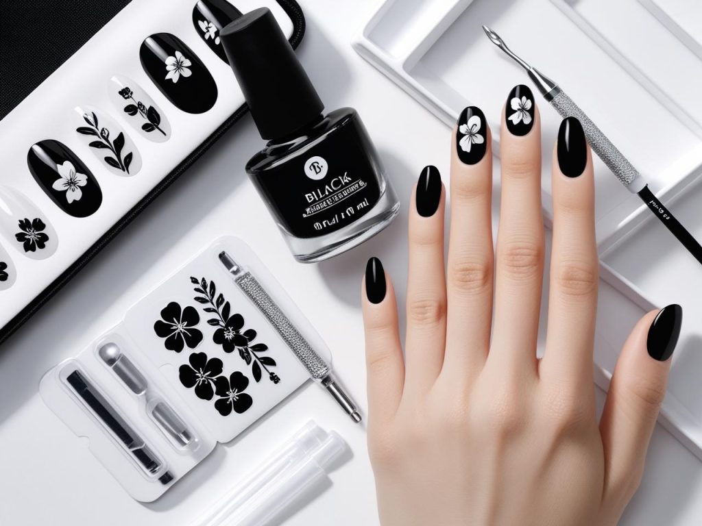 Black Nail Designs 2025: Bold and Edgy Trends for Stunning Manicures 14 “Nail art kit for DIY black nail designs in 2025.”