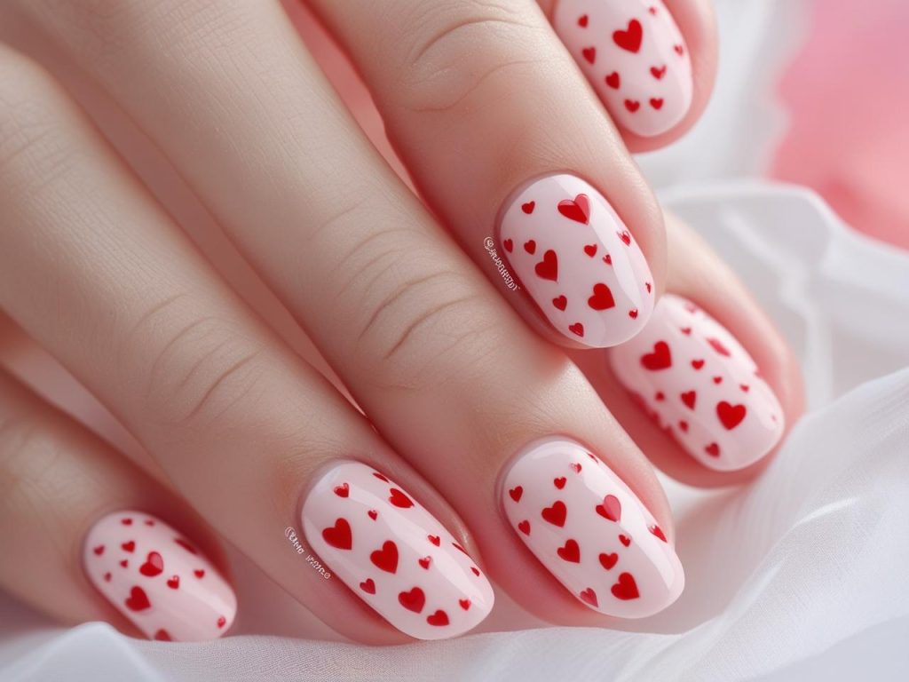 Cute Summer Nails: Playful and Chic Trends for Stunning Manicures 5 Classic heart cute summer nail designs with pink polish and red hearts