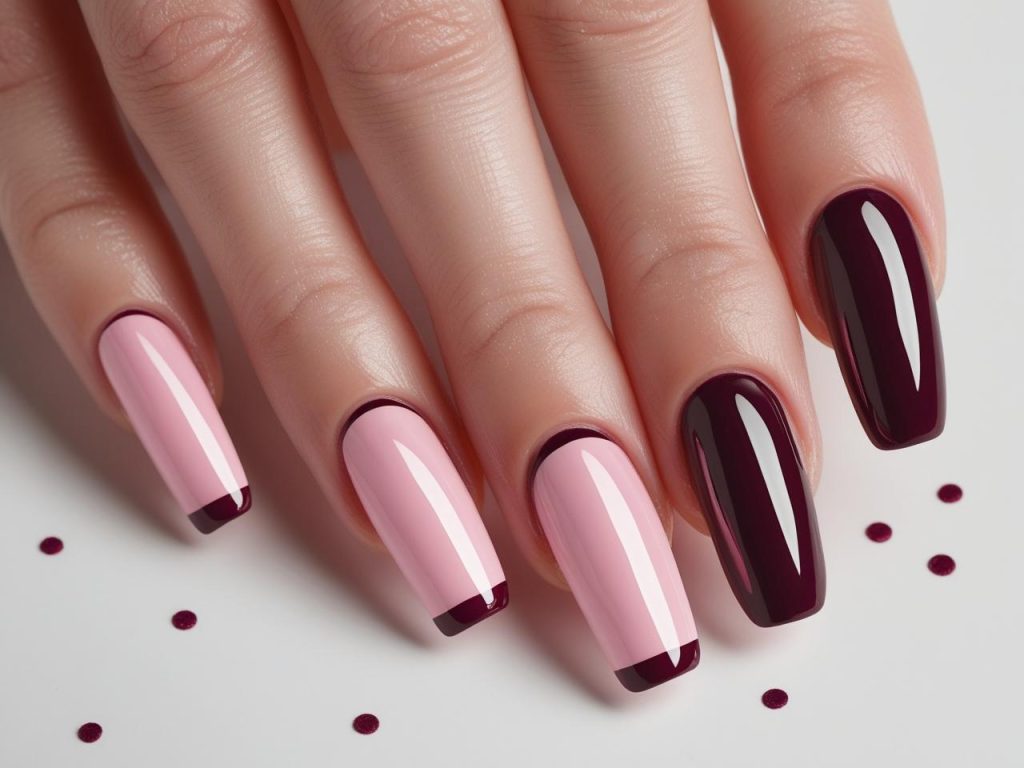 Red Nail Designs 2025: Bold and Timeless Trends for Stunning Manicures 8 “Red French tip nail designs with burgundy tips for 2025.”