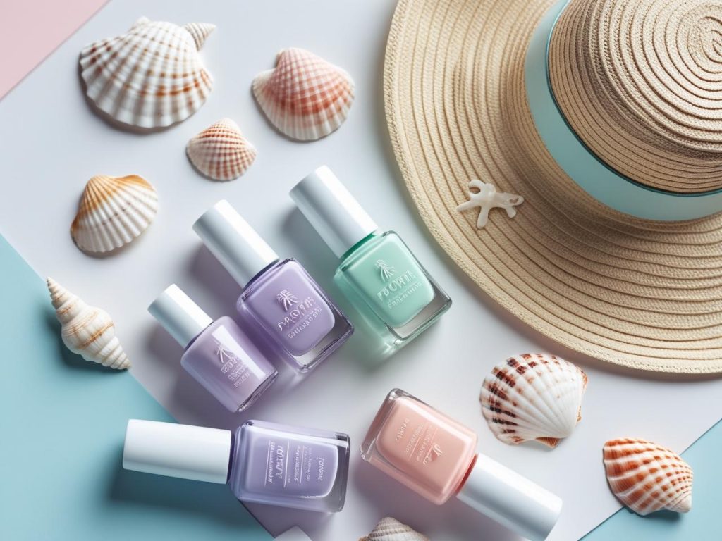 “Pastel summer nail polish collection for 2025 trends, perfect for Pinterest inspiration.”
