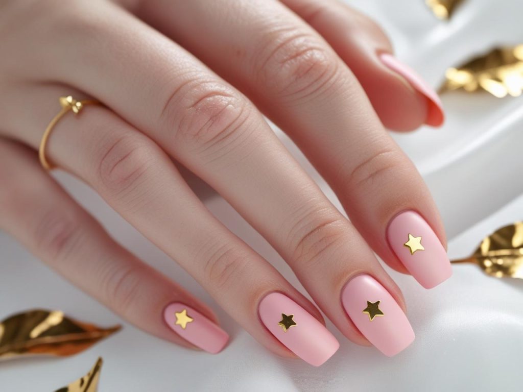 “Creating star accent simple nail designs for inspiration.”