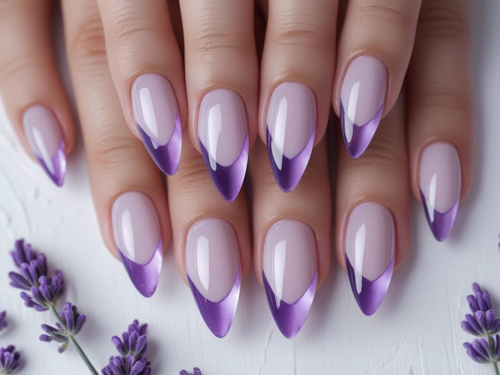 Jelly Nails 2025: Vibrant Translucent Trends for Stunning Manicures 8 Jelly French tip nail designs with lavender tips for 2025