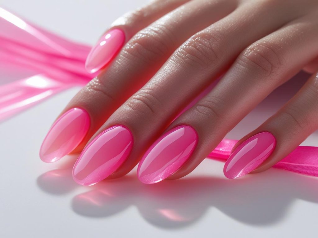 Jelly Nails 2025: Vibrant Translucent Trends for Stunning Manicures 4 Neon jelly nail designs with pink translucent finish for 2025.