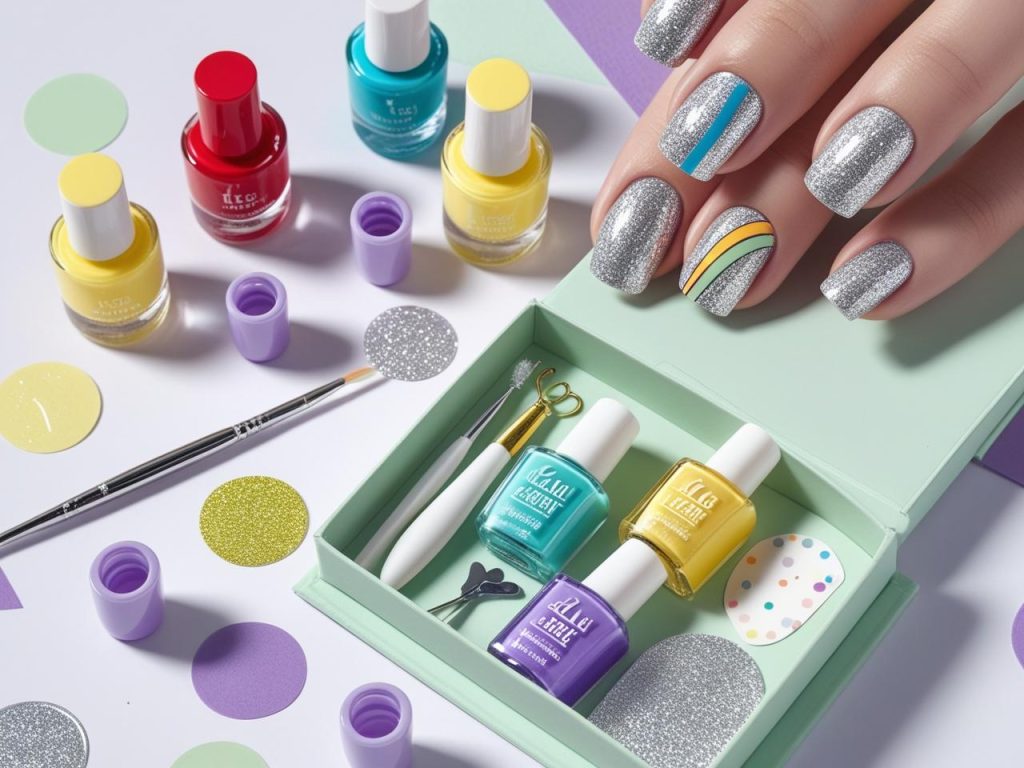 Nail art kit with polish and tools for 6th grade nail trends.