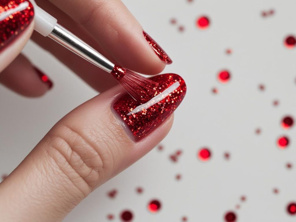Red Nail Designs 2025: Bold and Timeless Trends for Stunning Manicures 11 “Creating red glitter nail designs for 2025 inspiration.”