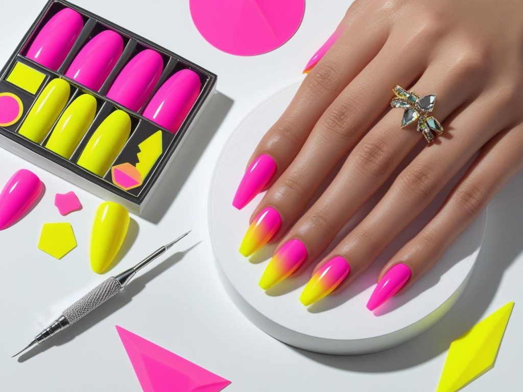 Neon Nails 2025: Vibrant Electric Trends for Stunning Manicures 14 “Nail art kit for DIY neon nail designs in 2025.”